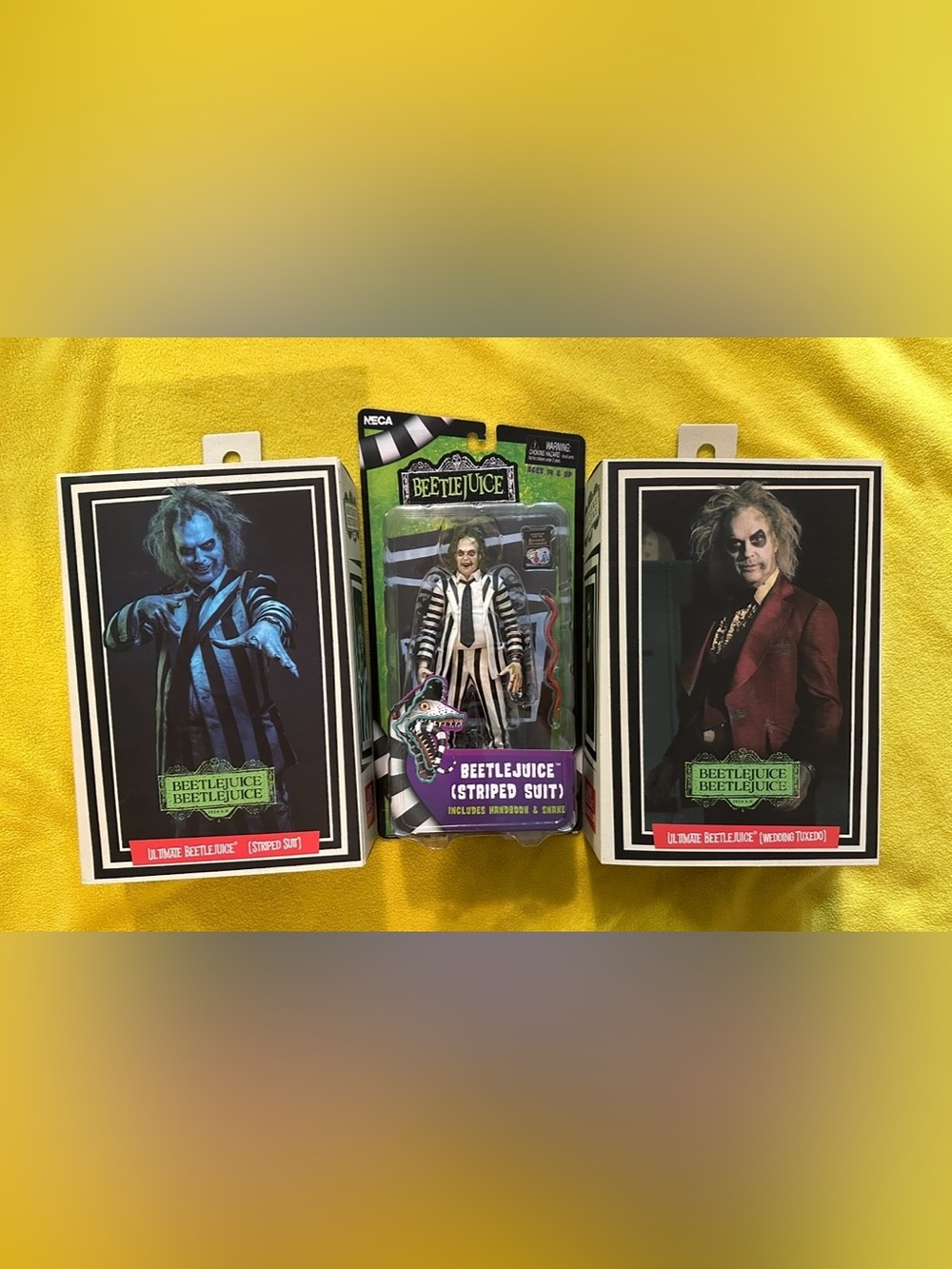 NECA Beetlejuice 3-Figure Bundle – Ultimates & Retro Carded (Brand New / Sealed)